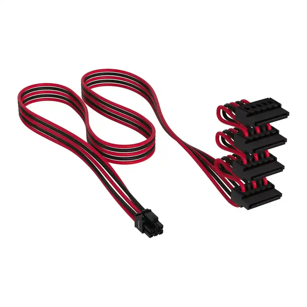 Corsair Premium Black/Red Individually Sleeved Serial ATA (SATA) Type-5 PSU Cable